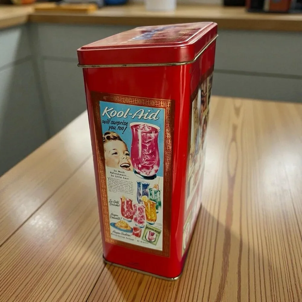 Vintage Kool-Aid Metal Tin Can Container Collectable Canister Empty - Picture 4 of 6